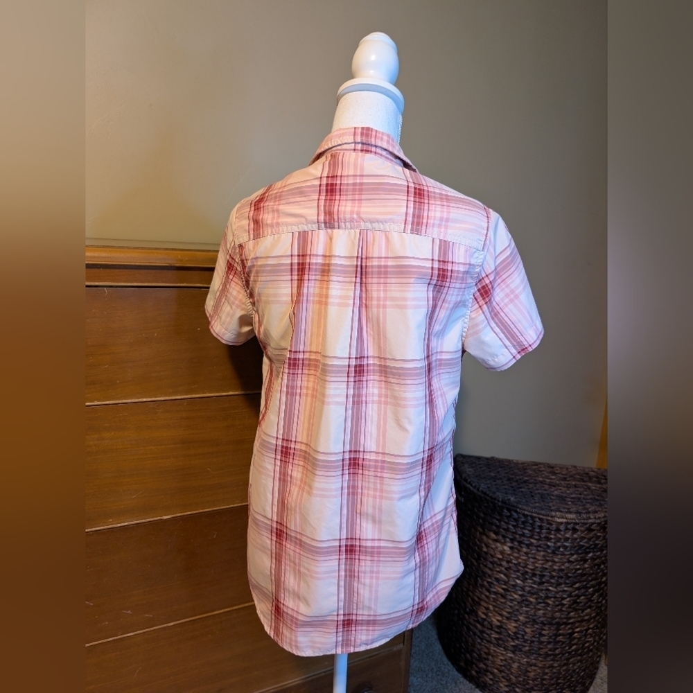 Eddie Bauer Pink Plaid Button-Up Short Sleeve Outdoor Shirt - Picture 6 of 13